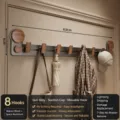 Mittelalterliche Saugnapf-Türhaken, 8 Haken bohrfreie Wand-Kleiderbügel Ständer. - Quadratischer Reihenhaken 8 Haken / Gunmetal Grau