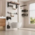 Moderne Badezimmer Regal Set 6-teilig Handtuchhalter Wandmontage Organizer Halter - Klassischer Stil 6-teiliges Set