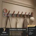 Mittelalterlicher Saug-Garderobenhaken wandmontiert stanzfreier Haken für die Eingangstür. - Phoenix-Schwanz Reihenhaken 7 Haken / Gunmetal Grau