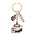 Lindo llavero de taza de café con dije de grano, accesorio elegante para bolso y regalo ideal. - Estilo Letra Coffee Time (YSK-7-2)