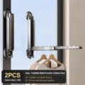 Gun-grauer klappbarer Saugnapf-Wäscheständer, wandmontierter Teleskop-Kleiderbügel für Zuhause. - 2er-Pack / Gunmetal