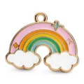 Nahaufnahme eines bunten Regenbogen Wolken Emaille Legierungsanhängers für DIY Schmuck. - Regenbogen Wolke Stil (HD-01)