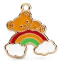 Goldfarbener Legierungs-Emaille-Regenbogen-Bär-Anhänger Detailansicht, ideal für DIY-Schmuckzubehör. - Regenbogen Bär Stil (HD-02)
