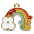 Vergoldeter Regenbogen Wolken Anhänger Detail aus Metall mit farbenfroher Emaillierung glänzend. - Klee Regenbogen Stil (HD-03)
