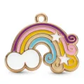 Nahaufnahme des bunten Regenbogen Wolken und Sterne Metall Emailliert Anhängers Zubehör. - Regenbogen Stern Stil (HD-06)