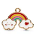 Vergoldeter Legierung Regenbogen Wolke Herz Emaile Anhänger DIY Schmuck Zubehör Detailansicht - Herz Regenbogen Stil (HD-09)