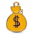 Gold Emaillierte Dollar Geldbeutel Metall Anhänger für DIY Schmuckherstellung und Halsketten. - Dollar Geldsack Stil (HD-13)