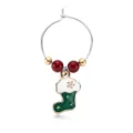 Ciondolo per bicchiere da vino di Natale calza verde indicatore bevanda decorazione - Segnabicchiere 02 (Calza di Natale)