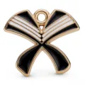 Eleganter schwarz-weißer Emaille Schleifenanhänger mit Goldrand für DIY Schmuck. - Schwarz-Weiß Flügel Geometrisches Stil (HD-16)