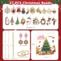 Christmas DIY necklace jewelry set with advent calendar gift box, 27pcs holiday charms. - L-02