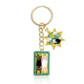 Tarot cat enamel keychain metal key ring cute animal bag pendant golden accessory - Black and White Cat Tarot Style (YSK-8-2)