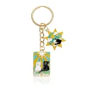 Gold-toned tarot cat enamel keychain cute sun metal bag charm accessories for daily use - Double Cat Sun Tarot Style (YSK-8-3)