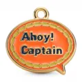 Emaille Sprechblase Metall Anhänger Charm Ahoy Captain DIY Schmuck Halskette Ohrring - Ovaler Englischer Sprechblasen Stil (HD-18)