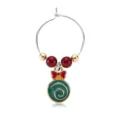 Ciondolo per bicchiere da vino di Natale, sfera in smalto verde con fiocco e perle. - Segnabicchiere 04 (Pallina di Natale)