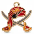 Vergoldeter Legierung Piraten Totenkopf Emaillierter Anhänger gekreuzte Schwerter Schmuckzubehör. - Piratenschädel und Doppelschwert Stil (HD-21)