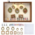 DIY Mini Museum Silhouetten Box Set mit Fotorahmen und kleinen Miniatur Figuren zum Basteln - Walnuss Rahmen Mit Zubehör / A4 Innenmaß 21x29.7x3cm