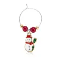 Christmas snowman wine glass charm, metal hoop marker with red beads for party decor. - Wine Charm 08 (Snowman)