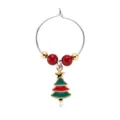 Christmas tree wine glass charm ring, zinc alloy goblet marker for holiday party decor. - Wine Charm 11 (Green Tree)