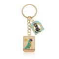 Gold alloy enamel tarot card keychain featuring cute parrot and crowned black cat pendants. - The Magician Tarot Parrot Crown Cat Style (YSK-8-8)