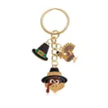 Thanksgiving Turkey Keychain Cute Alloy Hat Pendant Women Bag Charm Accessory Gift - Turkey and Top Hat Style (YSK-5-1)