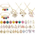 DIY KC Oro Goccia Olio Ciondolo Collana Bracciale Set con Ciondoli in Lega Donna - Set Collana Bracciale Love Rosa / Set da 54 Pezzi / Rosa