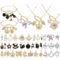 DIY KC Oro Goccia Olio Pendente Collana Bracciale Charm Set Gioielli Accessori - Set Collana Bracciale Bianco e Nero / Set da 54 Pezzi / Bianco e nero