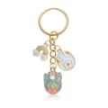 Süßer Hase Osterei Emailliert Metall Legierung Schlüsselanhänger DIY Anhänger Zubehör - Stil 9 (Regenbogen Polka Dot Hase Ei)