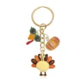Turkey Pumpkin Alloy Keychain Thanksgiving Cute Bag Pendant DIY Accessories Jewelry Gift - Turkey and Sunglasses Pumpkin Style (YSK-5-10)