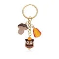 Cute autumn themed metal keychain with owl, mushroom and pumpkin enamel charms for women. - Owl and Mushroom Pumpkin Style (YSK-5-12)