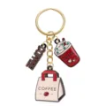 Llavero de metal con temática de café y bonito colgante de bolso con taza de café. - Estilo Bolsa de Compras Coffee (YSK-7-4)
