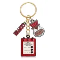 Llavero de metal con temática de café lindo y dijes de esmalte rojo elegantes. - Estilo Menú de Café y Jarra (YSK-7-7)