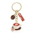 Llavero de café de metal lindo colgante taza bolso charm regalo elegante y moderno. - Estilo Etiqueta Roja COFFEE (YSK-7-9)