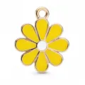 Yellow and white enameled daisy flower zinc alloy charm pendant for DIY jewelry making. - Small Yellow Flower