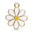 Gold plated white enamel daisy flower charm DIY jewelry accessory bracelet necklace pendant - White Daisy