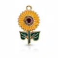 Enamel sunflower charm zinc alloy pendant gold yellow flower DIY jewelry making accessory - Sunflower