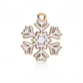 Gold and white enamel snowflake charm, zinc alloy DIY jewelry pendant for bracelet and earrings. - White Hexagram Snowflake