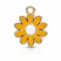 Zinc alloy enamel flower charm yellow white pendant DIY jewelry making accessory bracelet - Gold Edge Yellow Petal White Core Flower