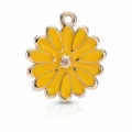 Yellow Enamel Flower Pendant Zinc Alloy Daisy DIY Jewelry Making Charm for Bracelet Earring - Three-Dimensional Inlaid Yellow Flower