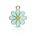 Enamel daisy flower metal charm pendant in light blue for DIY jewelry making earrings bracelets - Light Blue Gold Edge Daisy