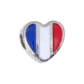 Enamel heart metal charm bead for DIY bracelet and shoe laces, classic tricolor design. - 1 Piece / France Style (R4-120)