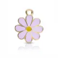 Enamel flower zinc alloy pendant charm, light purple petals yellow center DIY jewelry accessory - Light Purple Gold Edge Flower