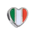 Italian flag heart charm bead alloy enamel DIY bracelet jewelry accessory component - 1 Piece / Ireland Style (R4-122)