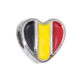 Heart shaped alloy enamel core charm, black yellow and red striped DIY bead bracelet accessory. - 1 Piece / Belgium Style (R4-123)