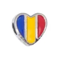 Heart shaped charm bead with colorful enamel stripes for DIY European style bracelets. - 1 Piece / Romania Style (R4-124)