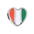Italian flag heart charm bead, enamel metal DIY jewelry accessory for European bracelets. - 1 Piece / Ivory Coast Style (R4-127)