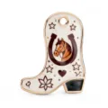 Ciondolo stivale cowboy retro smalto fai da te gioielli cavallo ferro di cavallo - Ciondolo Stivale da Cowboy (PJC-25-1) / Bordo Oro Motivo Cavallo