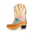 Retro smalto cowboy stivale ciondolo charm placcato oro lega DIY gioielli accessorio collana. - Ciondolo Stivale da Cowboy (PJC-25-3) / Motivo Montagna Tramonto