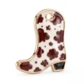 Ciondolo Stivale Cowboy Vintage Goccia Olio DIY Gioiello Accessorio Charm per Collana Bracciale - Ciondolo Stivale da Cowboy (PJC-25-5) / Texture Glitter Marrone Fondo Bianco