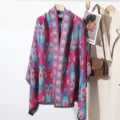Magenta Boho Geometric Pattern Cashmere Feel Winter Scarf Shawl for Women Warm Blanket - Double Fish Rose Pink Blue