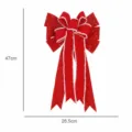 Christmas red flocking bow ornament with gold star print for tree decoration 47x26.5cm - Style A